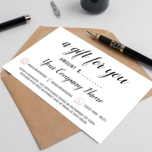 ビジネスギフト証明書シンプルなロゴソーシャル