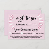 ビジネスギフト証明書シンプルな社会爪、 ネイルピンク (正面/裏面)