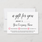 ビジネスギフト証明書ピンクのモダンソーシャルメディア (正面)