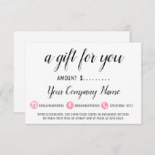 ビジネスギフト証明書ピンクのモダンソーシャルメディア (正面/裏面)