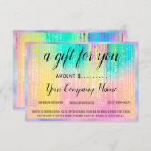 ビジネスギフト証明書ホログラフィックユニコーン雨 (正面/裏面)