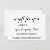 ビジネスギフト証明書モダンSimple Black Whit (正面/裏面)