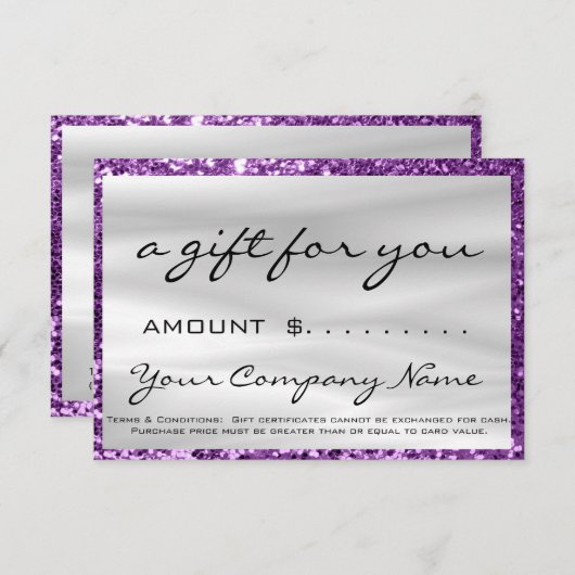 ビジネスギフト証明書紫のバラグレーのロゴ (正面/裏面)