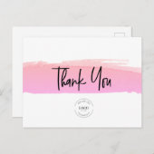 ビジネスクライアントの感謝ピンクのブラシストローク ポストカード (正面/裏面)