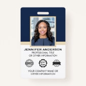 ビジネスクラシックフォトIDブルー金ゴールド バッジ (正面)