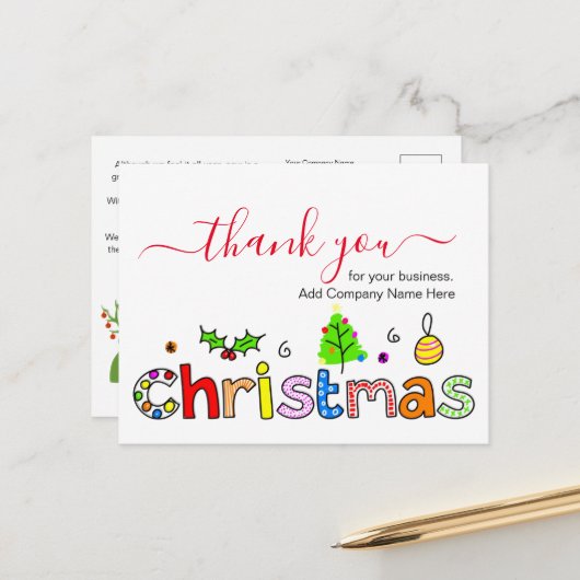 ビジネスクリスマスありがとう ポストカード (正面/裏面インサイチュ)