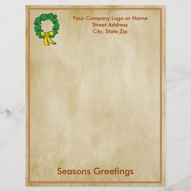 ビジネスクリスマスの手紙紙-リースのデザイン レターヘッド (正面)