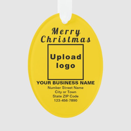 ビジネスクリスマスイエローオーバルアクリルオーナメント オーナメント (正面)