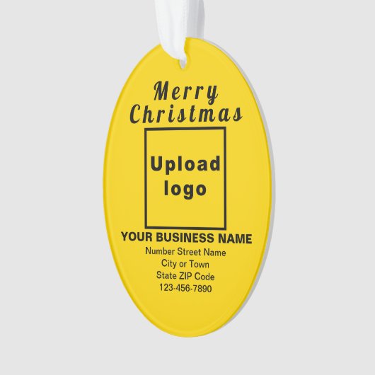ビジネスクリスマスイエローオーバルアクリルオーナメント オーナメント (正面)