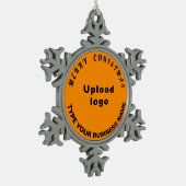 ビジネスクリスマスオレンジ色 スノーフレークピューターオーナメント (左)