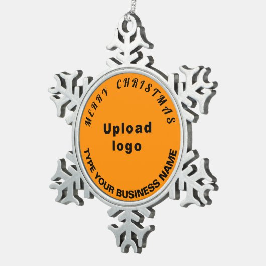 ビジネスクリスマスオレンジ色 スノーフレークピューターオーナメント (右)