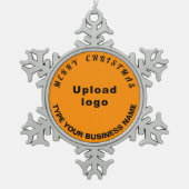 ビジネスクリスマスオレンジ色 スノーフレークピューターオーナメント (正面)