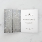 ビジネスクリスマスカードの青いオーナメント木 シーズンカード (内部)