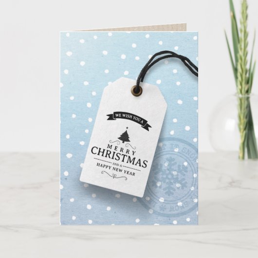 ビジネスクリスマスカードブルーラベルスノーホリデー シーズンカード (正面)