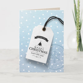 ビジネスクリスマスカードブルーラベルスノーホリデー シーズンカード