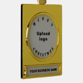 ビジネスクリスマスグレイ ゴールドプレートバナーオーナメント (右)