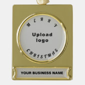 ビジネスクリスマスグレイ ゴールドプレートバナーオーナメント (正面)