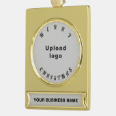 ビジネスクリスマスグレイ ゴールドプレートバナーオーナメント (左)