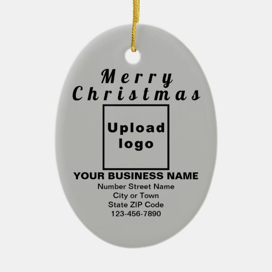ビジネスクリスマスグレーオーバルセラミックオーナメント セラミックオーナメント (正面)