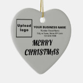 ビジネスクリスマスグレーハート図形 セラミックオーナメント (右)