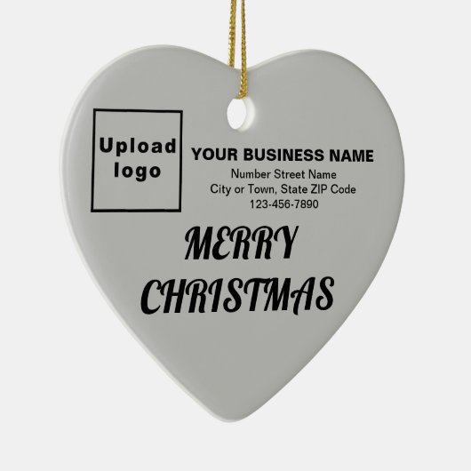 ビジネスクリスマスグレーハート図形 セラミックオーナメント (右)