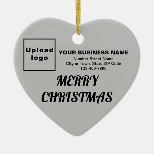 ビジネスクリスマスグレーハート図形 セラミックオーナメント (正面)