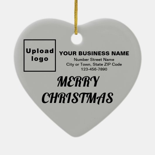 ビジネスクリスマスグレーハート図形 セラミックオーナメント (裏面)