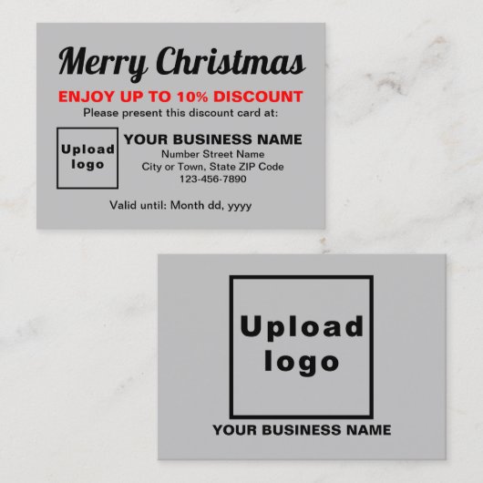 ビジネスクリスマスグレー割引カード 割引カード (正面/裏面)