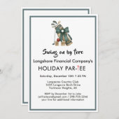 ビジネスクリスマスゴルフテーマパーティーパー・ティー 招待状 (正面/裏面)