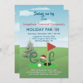 ビジネスクリスマスゴルフテーマパーティーパー・ティー 招待状 (正面/裏面)