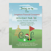 ビジネスクリスマスゴルフテーマパーティーパー・ティー 招待状 (正面/裏面)