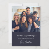 ビジネスクリスマスチームフォトネイビーブルー企業の シーズンカード (正面)