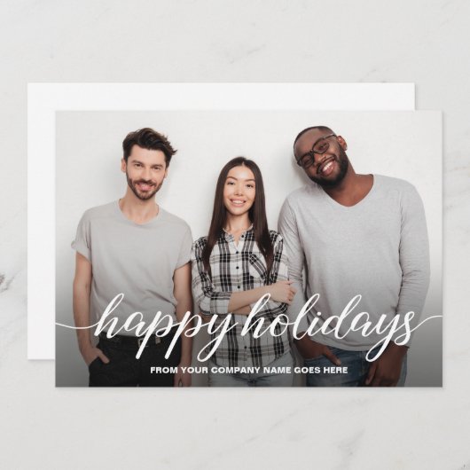 ビジネスクリスマスチーム写真ハッピーホリデー シーズンカード (正面/裏面)