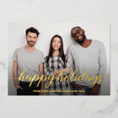 ビジネスクリスマスチーム写真ハッピーホリデー 箔シーズンカード (正面)