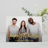 ビジネスクリスマスチーム写真ハッピーホリデー 箔シーズンカード (立ち正面)