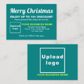 ビジネスクリスマスティール（緑がかった色）グリーンディスカウントカード 割引カード (正面/裏面)