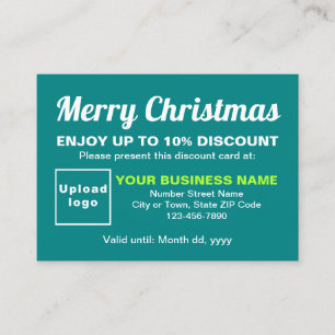 ビジネスクリスマスティール(緑がかった色)グリーンディスカウントカード 割引カード