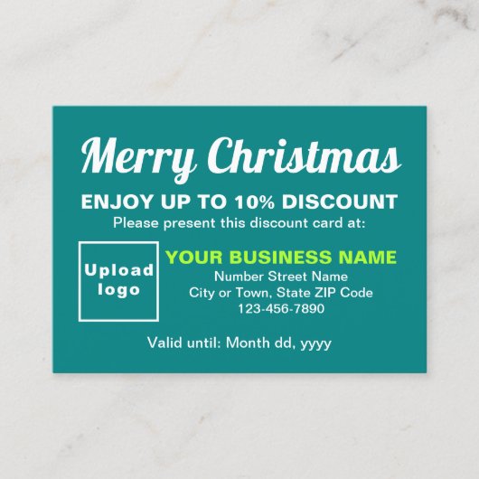 ビジネスクリスマスティール（緑がかった色）グリーンディスカウントカード 割引カード (正面)