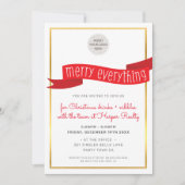 ビジネスクリスマスパーティーモダンフェスティバル赤リボン シーズンカード (正面)