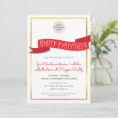 ビジネスクリスマスパーティーモダンフェスティバル赤リボン シーズンカード (スタンド正面)