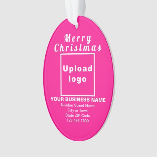 ビジネスクリスマスピンクオーバルアクリルオーナメント オーナメント (正面)
