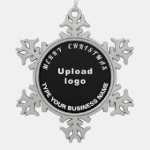 ビジネスクリスマスブラック スノーフレークピューターオーナメント (正面)