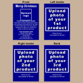 ビジネスクリスマスブルー折り畳みグリーティングカード カード