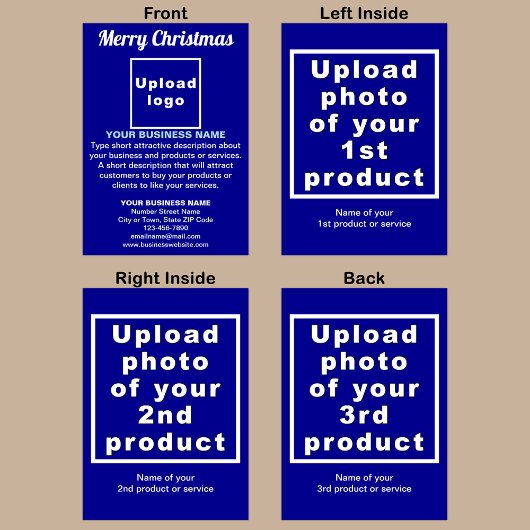 ビジネスクリスマスブルー折り畳みグリーティングカード カード