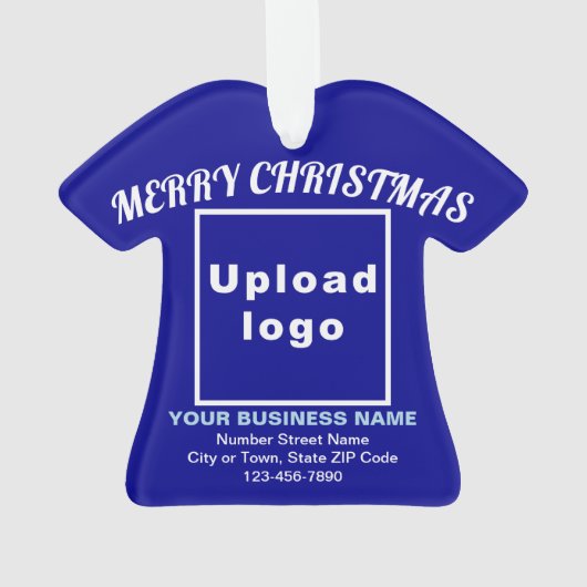 ビジネスクリスマスブルーTシャツ形状アクリル オーナメント (裏面)