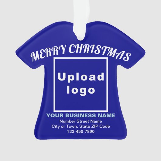 ビジネスクリスマスブルーTシャツ形状アクリル オーナメント (正面)