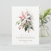 ビジネスクリスマスベリーポインセチア企業のロゴ シーズンカード (スタンド正面)
