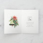 ビジネスクリスマスベルポインセチア企業のロゴ シーズンカード (内部)