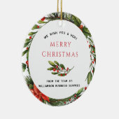 ビジネスクリスマスホリデーズボタニカルホリーベリー セラミックオーナメント (右)