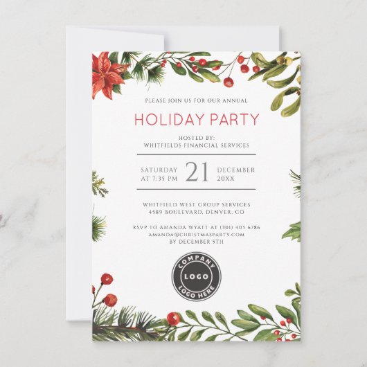 ビジネスクリスマスホリデーパーティー 招待状 (正面)